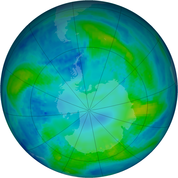 Antarctic ozone map for 02 May 2004